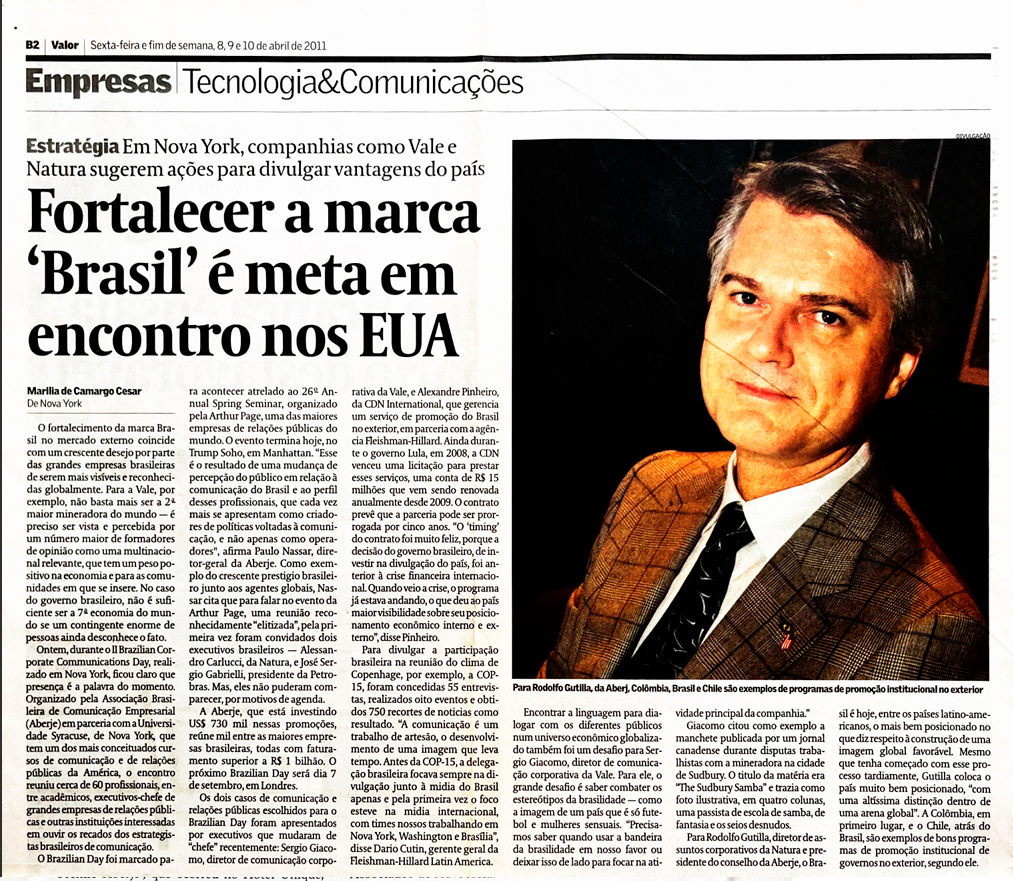 Jornal O Valor Empresas I Fortalecer a marca “Brasil” é meta em encontro nos EUA