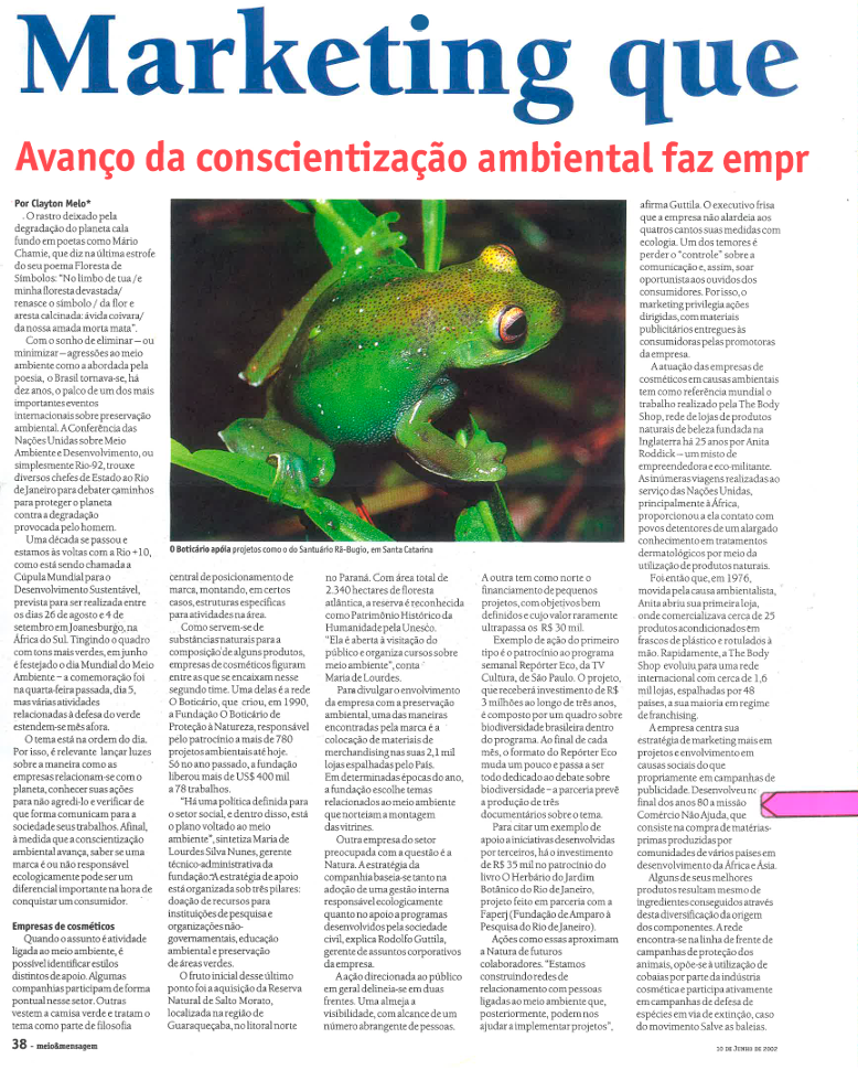 Avanço da conscientização ambiental