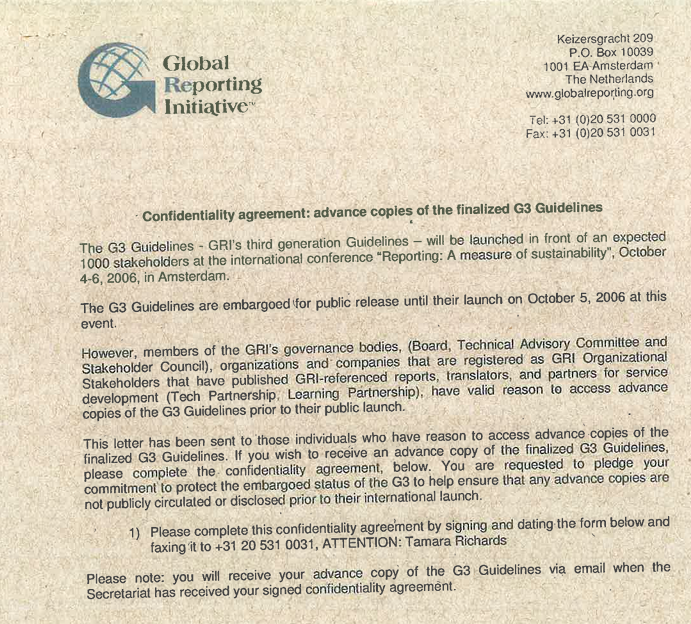 Confidetiality Agreement GRI