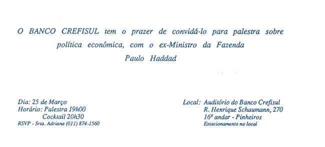 Convite Palestra Paulo Haddad