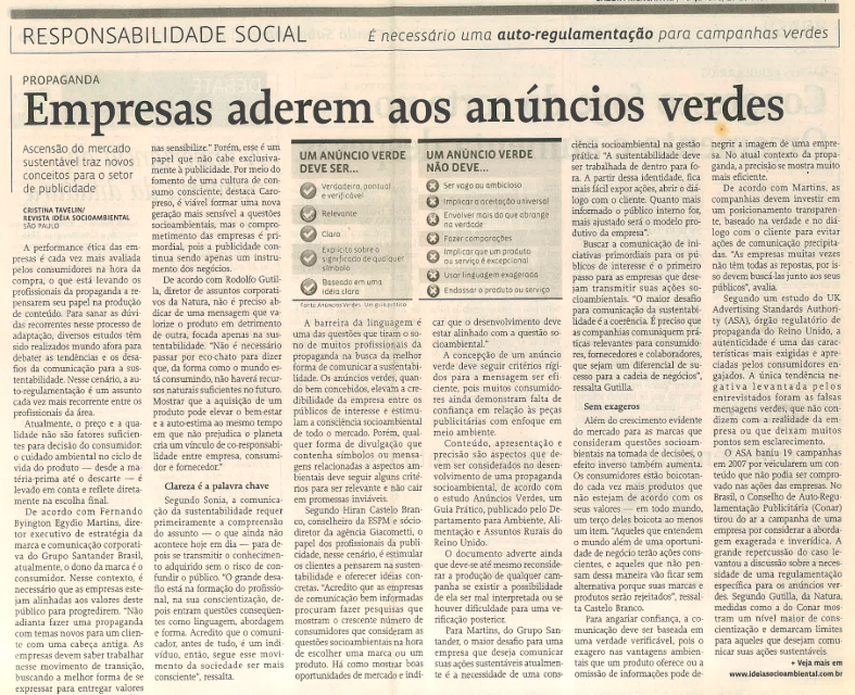 Empresas aderem aos anúncios verdes