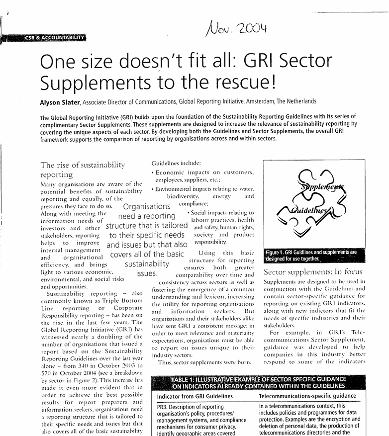 GRI Sector supplementes