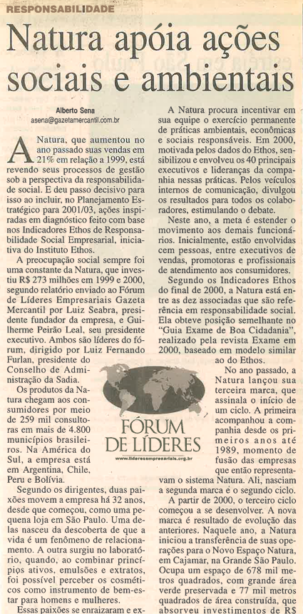 Natura apóia ações sociais e ambientais