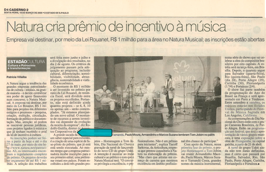 Natura cria prêmio de incentivo à música