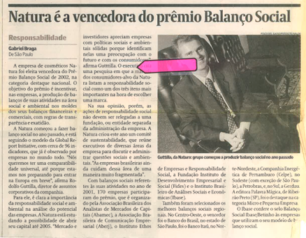 Natura é a Vendedora do prêmio Balanço Social