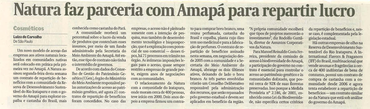 Natura faz parceria com Amap[a para repartir lucro