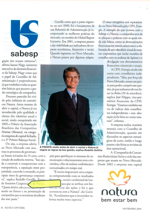 Natura segue regas de boa gestão