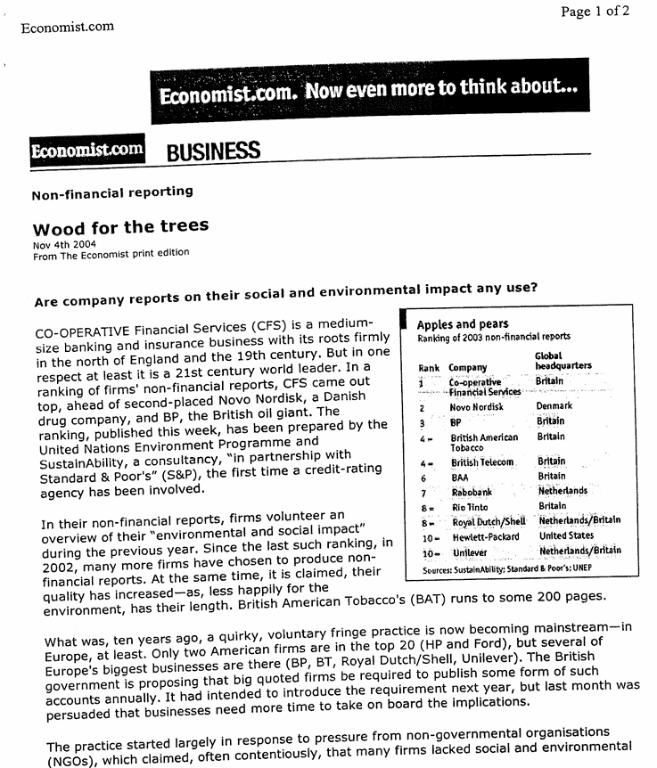 Non-financial reporting