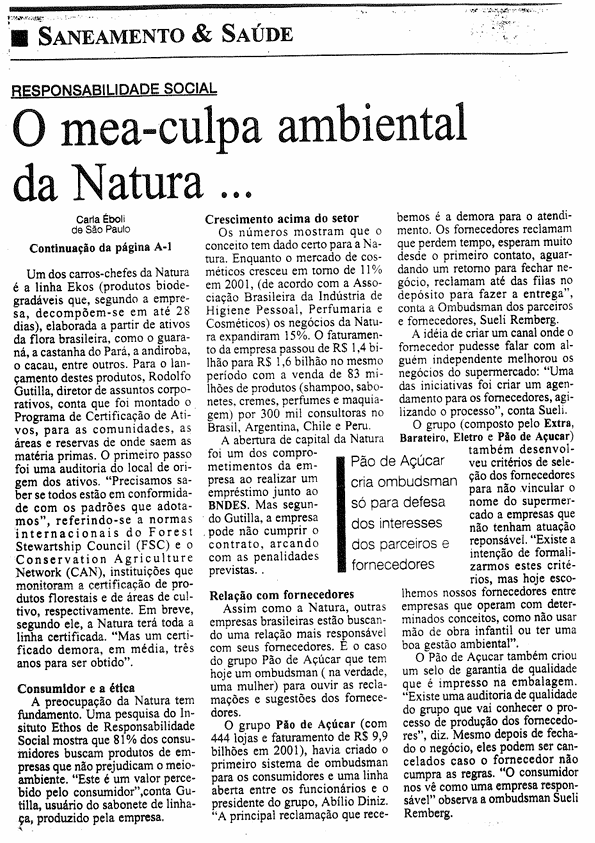 O mea-culpa ambiental da Natura