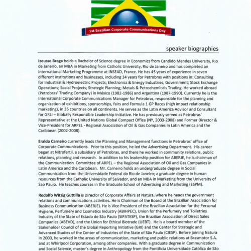 1st Brazilian Corporate Communication Day I Speaker Biographies