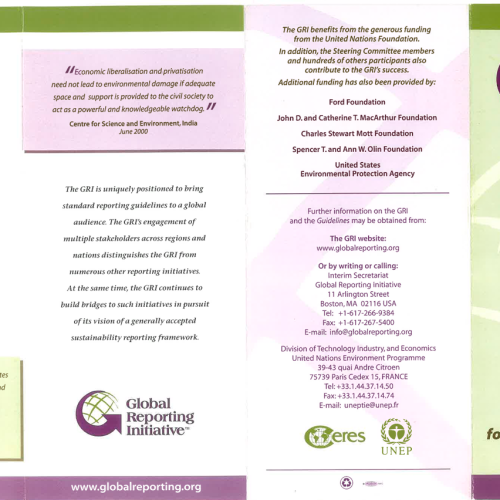 A Common Framework for Sustainability Reporting