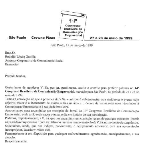 Agradecimento 14° Congresso Brasileiro de Comunicação Empresarial