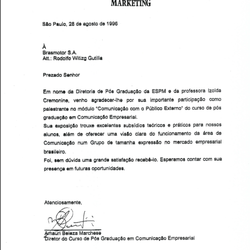 Agradecimento Palestra ESPM
