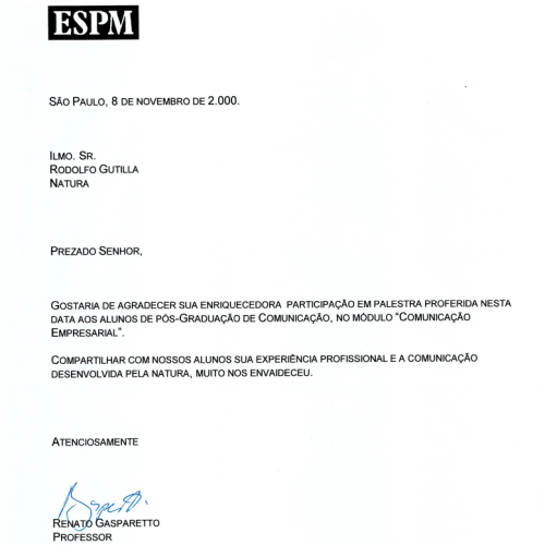 Agradecimento pela Participação ESPM