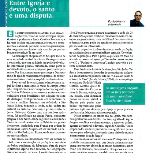 Revista Imprensa I Entre Igreja e devoto, o santo e uma disputa, Paulo Nassar