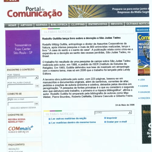 Portal da Comunicação I Rodolfo Guttilla lança livro sobre a devoção a São Judas Tadeu