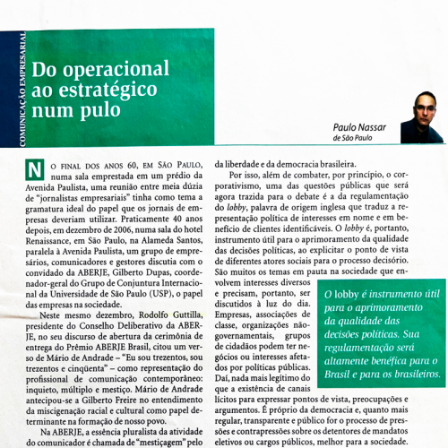 Comunicação Empresarial I _Do operacional ao estratégico num pulo_, Paulo Nassar