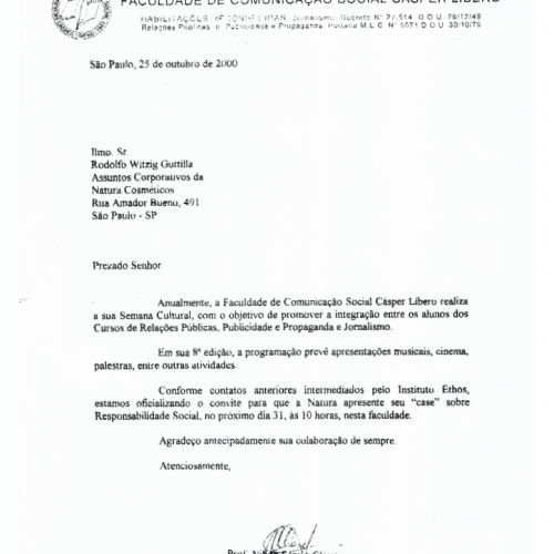 Convite Semana Cultural Cásper Líbero