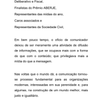 Discurso Prêmio ABERJE Brasil por Rodolfo Witzig Guttilla