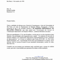 Convite para Participação I III Simpósio Profissional de Relações Públicas Terceirização dos Serviços de Comunicação Empresarial e de Relações Públicas