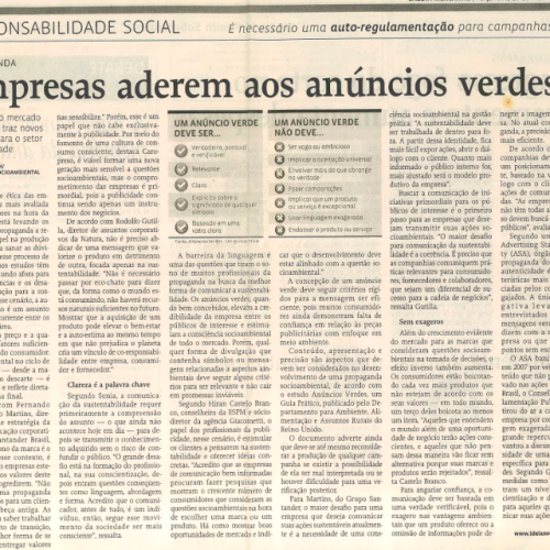 Empresas aderem aos anúncios verdes