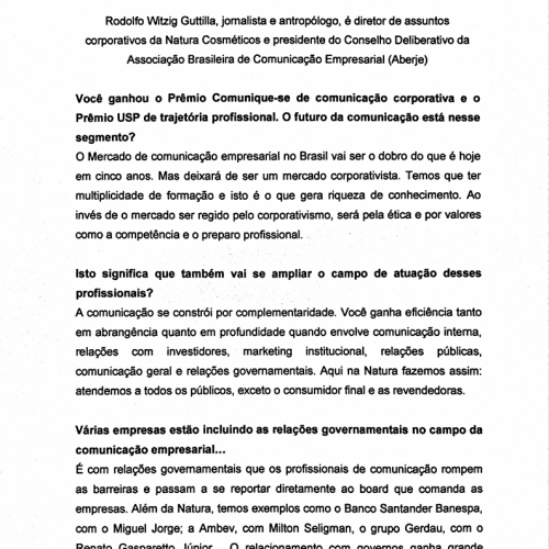 Entrevista Rodolfo Guttilla I Prêmio USP, Prêmio comunique-se