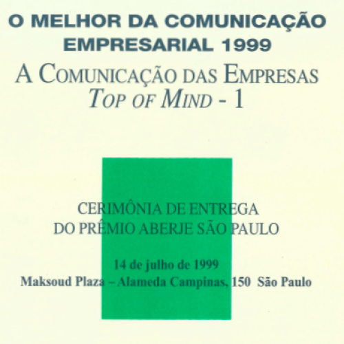 Folder Simpósio ABERJE I O Melhor da Comunicação Empresarial 1999