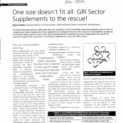 GRI Sector supplementes