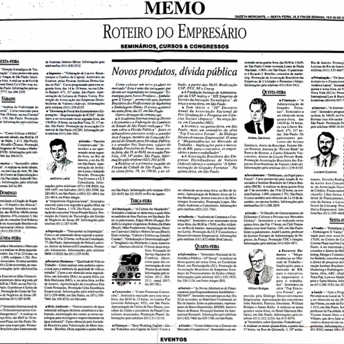 Gazeta Mercantil I Roteiro do Empresário. Seminários, cursos e congressos