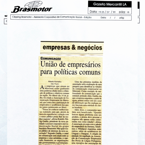 Gazeta Mercantil I União de empresários para políticas comuns