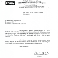 Agradecimento Entrevista na ESAN