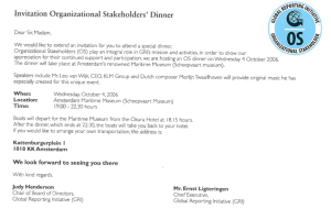 Invitanion Organizational Srakeholders Dinner
