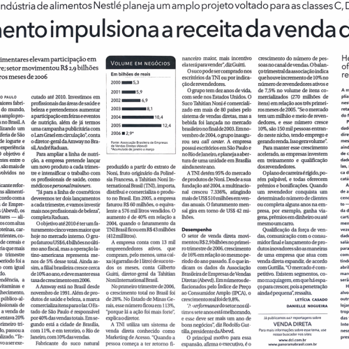Jornal DCI São Paulo I Alimento impulsiona a receita da venda direta