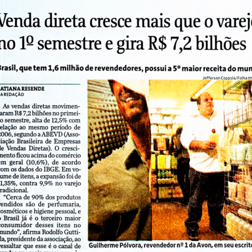 Jornal Folha de S. Paulo I _Venda direta cresce mais que varejo no 1°…_