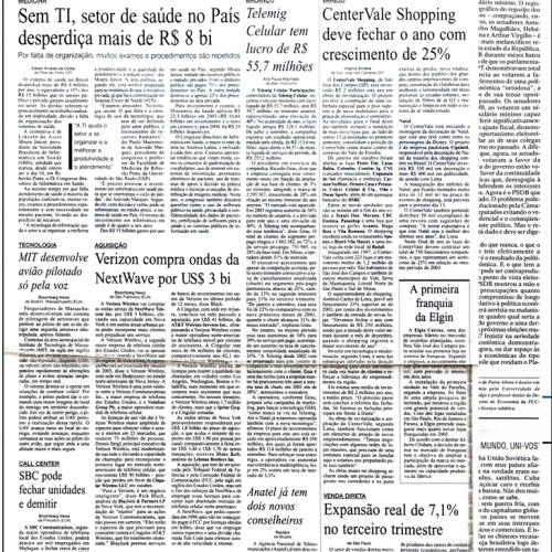 Jornal Gazeta Mercantil, telecomunicação e informática I Venda Direta