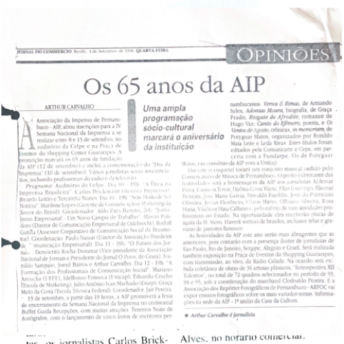 Jornal do Comercio I Os 65 anos da AIP