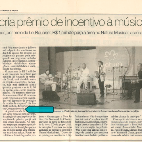 Natura cria prêmio de incentivo à música