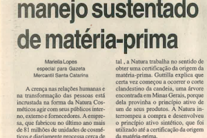 Natura quer manejo sustentado de matéria-prima