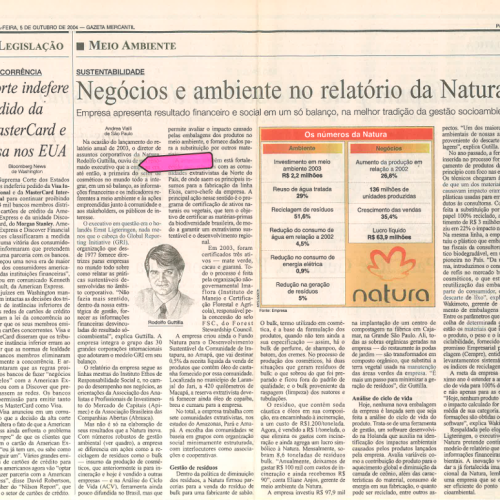Negócios e ambiente no relatório da Natura