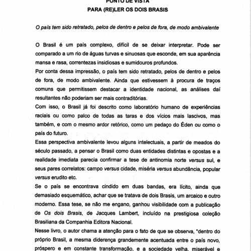 Para (re)ler os dos Brasis