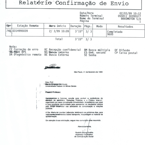 Relatório Confirmação de Envio UFMG