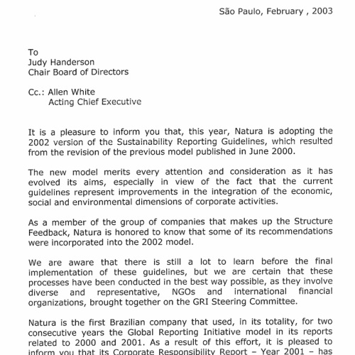 Relatorio de Novo Modelo GRI