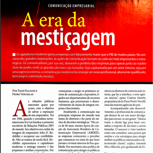 Revista Imprensa I Comunicação empresarial, ”A era da mestiçagem”