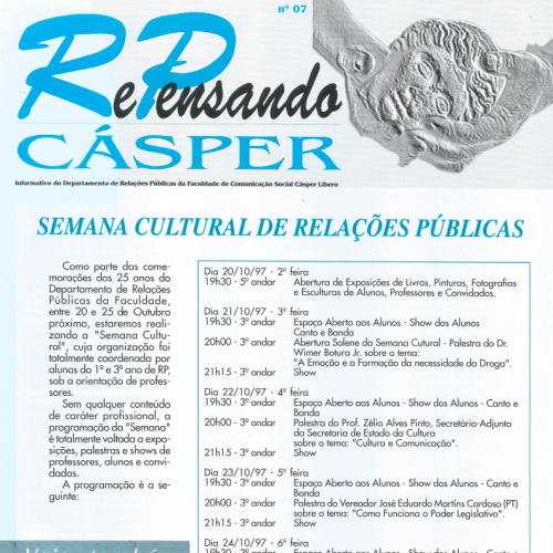 Revista RePensando Cásper I Semana cultural de Relações Públicas