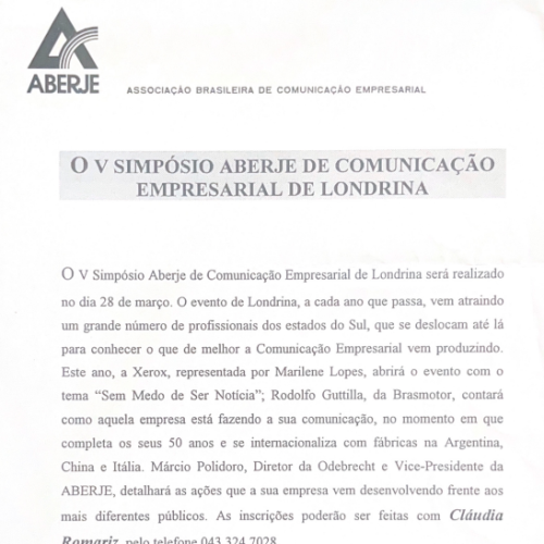 Rodolfo Guttilla – O V Simpósio Aberje de Comunicação Empresarial de Londrina