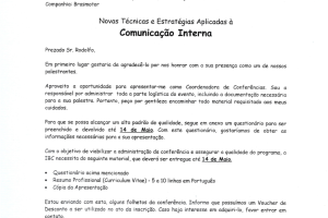 Solicitação das informações para apresentação