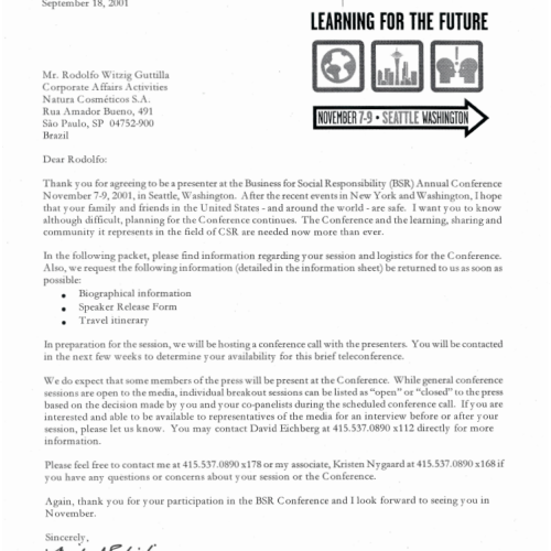 Solicitação de Informações para Conferencia