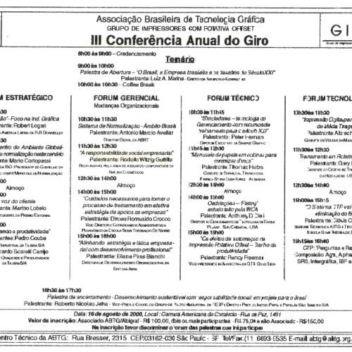 Temário I III Conferência Anual do Giro